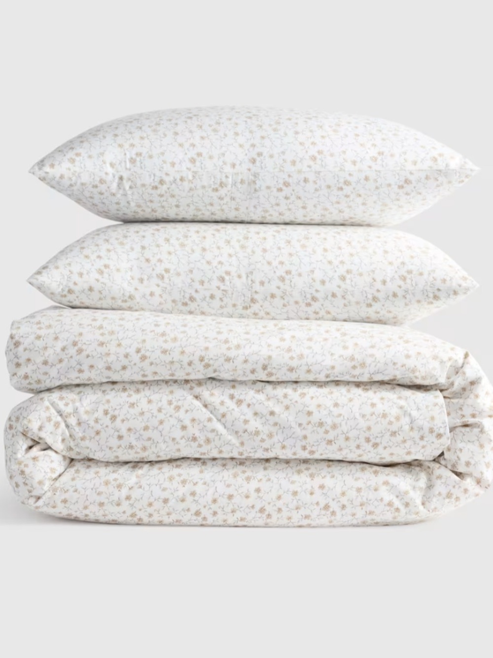 New Organic Crisp Percale Floral Duvet Cover Set King CA King Floral Toffee